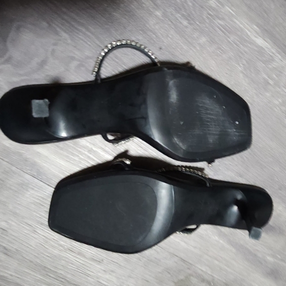 Zara Rhinestone Black Strap Sandal Heels - Picture 3 of 3